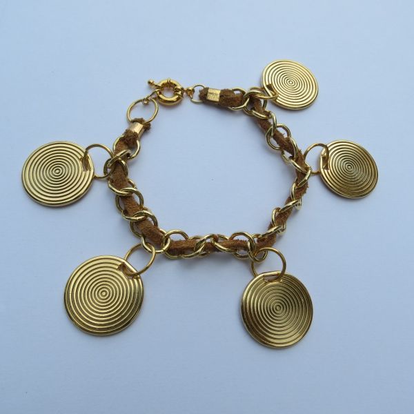 Pulseira Espiral com couro