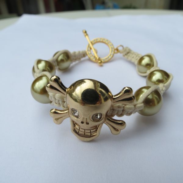 Pulseira Caveira Dourada